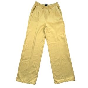 GAP Women Yellow Wide Leg Sweatpants Joggers Lounge Pants Size S